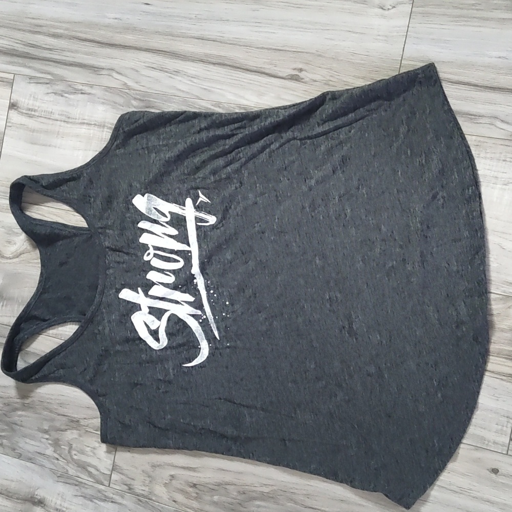 💫2/$20!💫 Charcoal grey tank top, Strong! 🏋️‍♀️